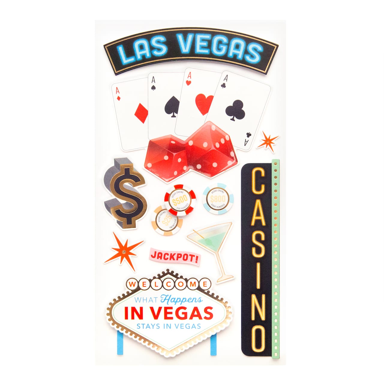 12 Pack: Vegas Dimensional Stickers by Recollections™